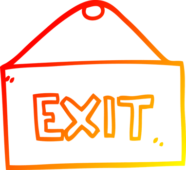 warm gradient line drawing of a cartoon exit sign png