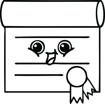 line drawing cartoon of a certificate png