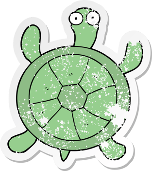 distressed sticker of a cartoon turtle png