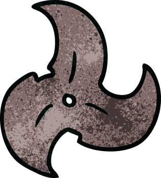 hand drawn textured cartoon doodle of a single ninja throwing star png