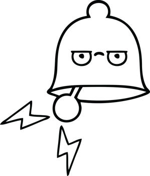 line drawing cartoon of a ringing bell png