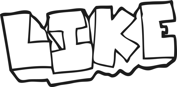 hand drawn black and white cartoon word like png