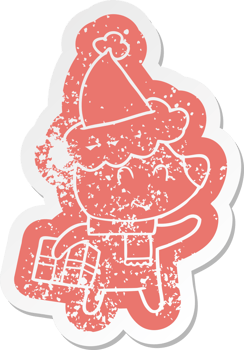 female polar bear with christmas present wearing santa hat png