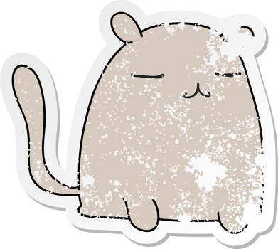 distressed sticker of a quirky hand drawn cartoon cat png