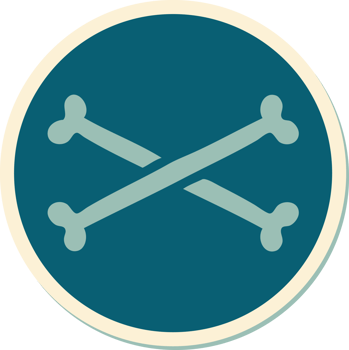 sticker of tattoo in traditional style of cross bones png