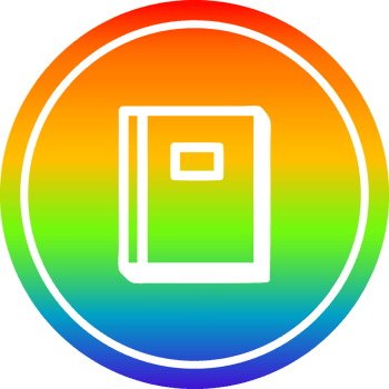 educational book circular icon with rainbow gradient finish png