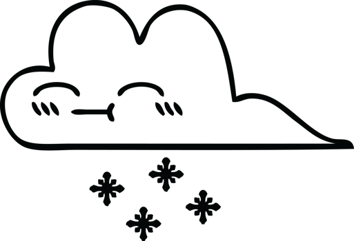 line drawing cartoon of a snow cloud png