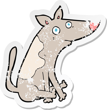 retro distressed sticker of a cartoon dog drawing png