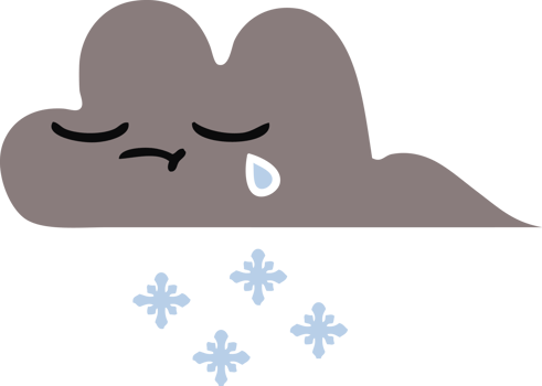 flat color retro cartoon of a storm snow cloud png