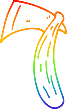 rainbow gradient line drawing of a cartoon viking axe png