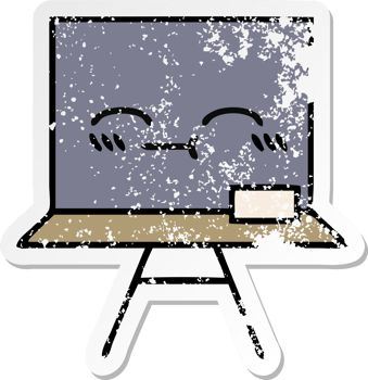 distressed sticker of a cute cartoon chalkboard png