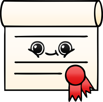 gradient shaded cartoon of a certificate png