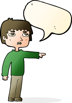 cartoon boy pointing with speech bubble png