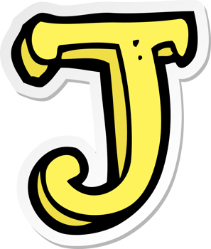 sticker of a cartoon letter J png