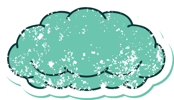 iconic distressed sticker tattoo style image of a grey cloud png
