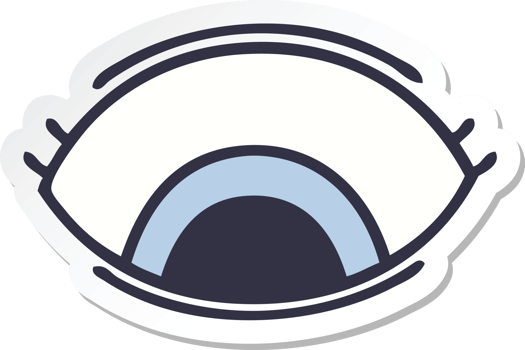sticker of a cute cartoon eye looking down png