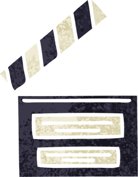 retro illustration style cartoon of a film clapper board png