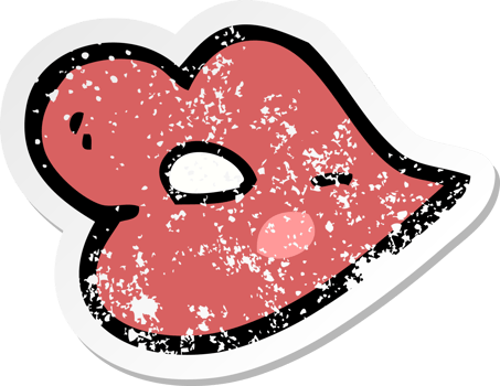 retro distressed sticker of a cartoon lips drawing png