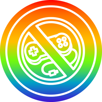 no gaming circular icon with rainbow gradient finish png