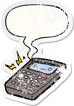 cartoon calculator with speech bubble distressed distressed old sticker png