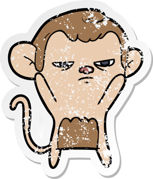 distressed sticker of a cartoon monkey png