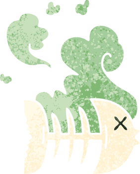 retro illustration style quirky cartoon dead fish png