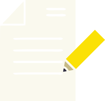flat color retro cartoon of a of writing a document png