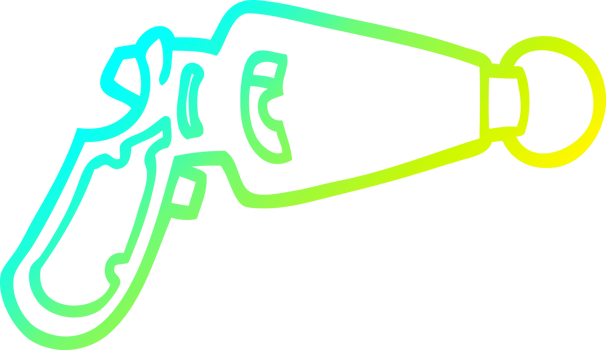 cold gradient line drawing of a cartoon ray gun png