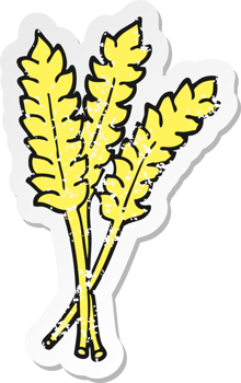 distressed sticker of a cartoon wheat png