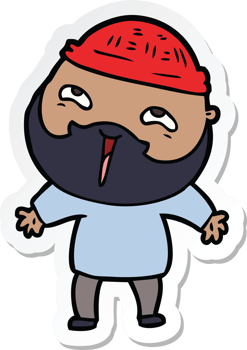sticker of a cartoon happy bearded man png