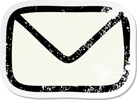 distressed sticker of a cute cartoon paper envelope png
