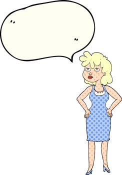 hand drawn comic book speech bubble cartoon annoyed woman png