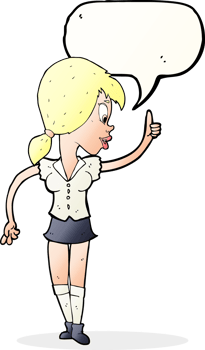 cartoon girl with idea with speech bubble png