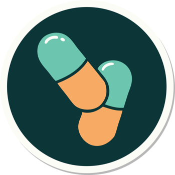 sticker of tattoo in traditional style of a pills png