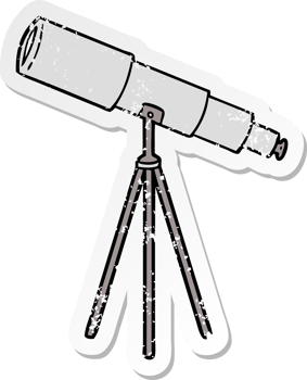 distressed sticker of a cartoon telescope png