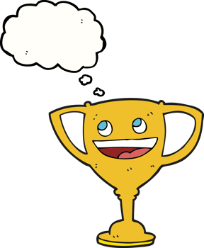 hand drawn thought bubble cartoon sports trophy png