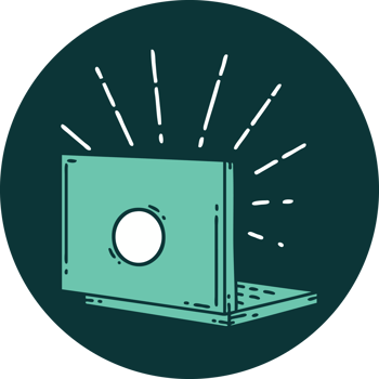 icon of a tattoo style laptop computer png