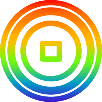stop button circular icon with rainbow gradient finish png