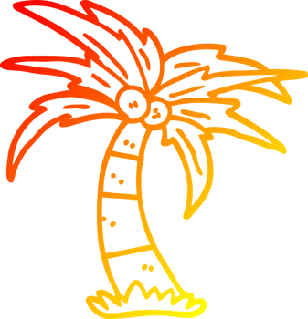 warm gradient line drawing of a cartoon palm tree png