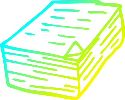 cold gradient line drawing of a cartoon pile of paper png