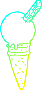 cold gradient line drawing of a cartoon ice cream png