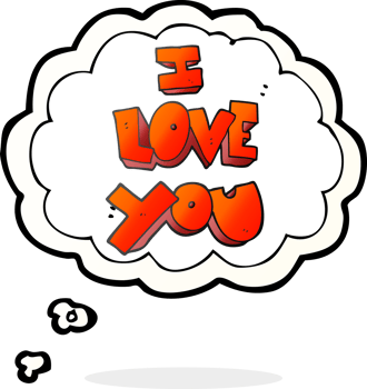 I love you  hand drawn thought bubble cartoon symbol png
