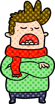 cartoon obnoxious man in winter clothes png