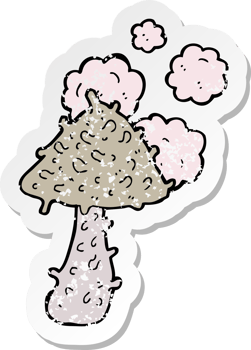 retro distressed sticker of a cartoon weird mushroom png
