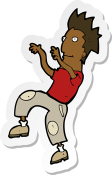 sticker of a cartoon happy man doing funny dance png