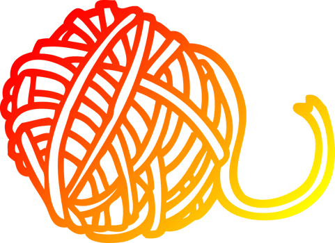 warm gradient line drawing of a cartoon ball of string png