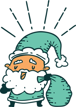 illustration of a traditional tattoo style santa claus christmas character with sack png
