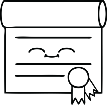 line drawing cartoon of a certificate png