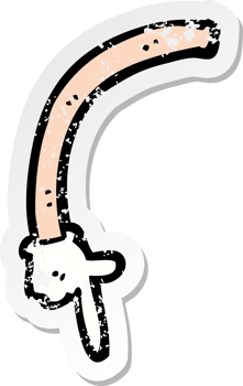 retro distressed sticker of a cartoon pointing arm drawing png