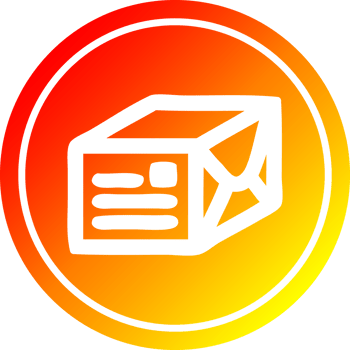 wrapped parcel circular icon with warm gradient finish png